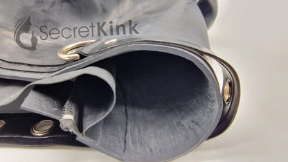 Extra Thick Black Latex Rubber Pig Hood (with Padlock Collar)