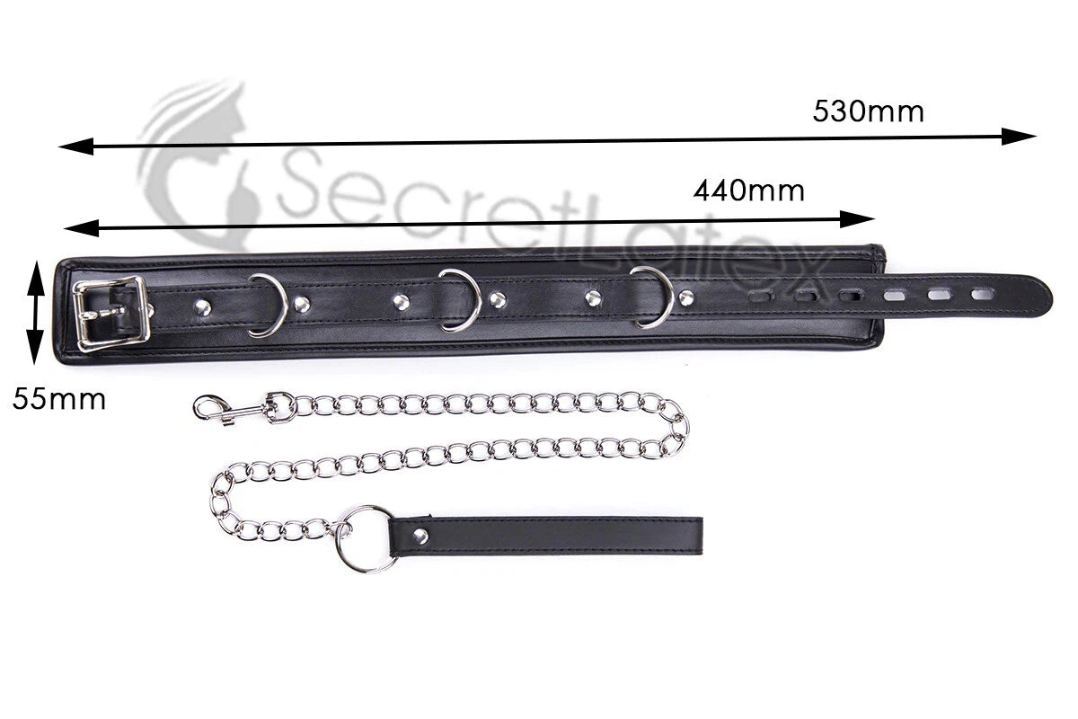 Padded Flexible Padlock Collar with Chain Leash