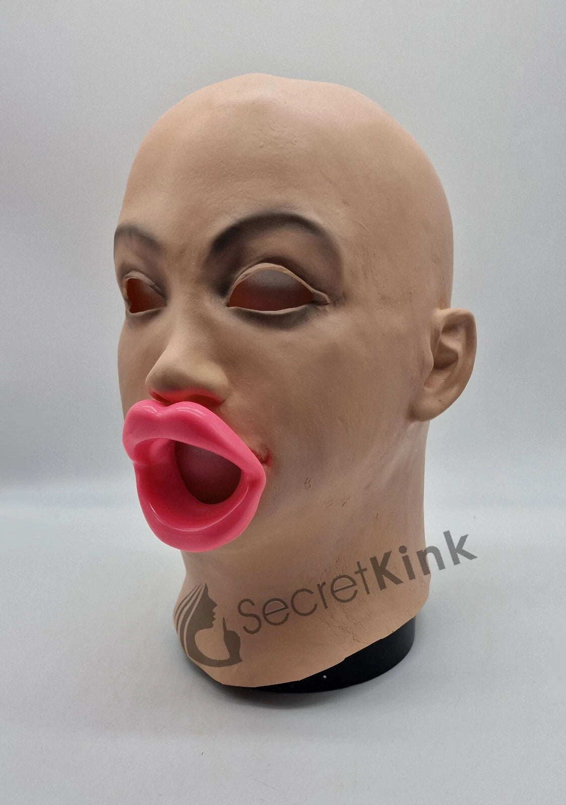 Female Moulded Rubber Mask with Rubber Lips Gag