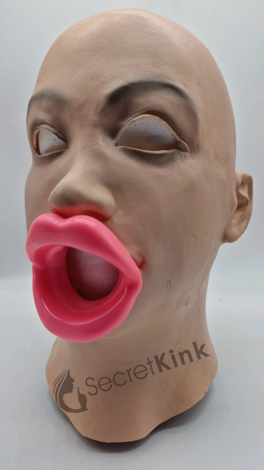 Female Moulded Rubber Mask with Rubber Lips Gag