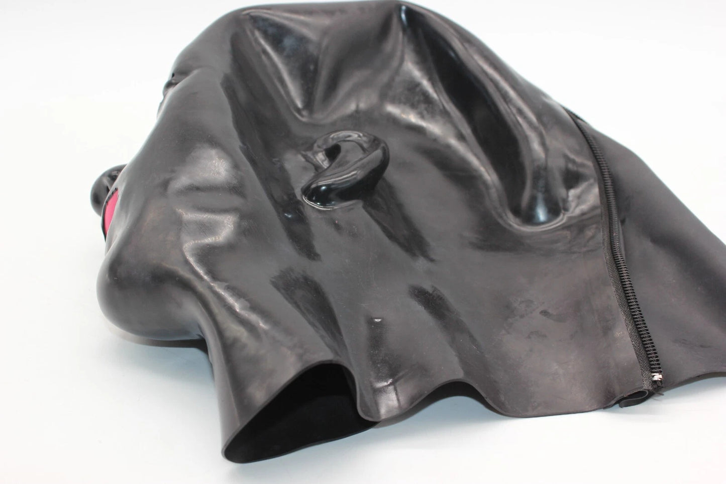 Moulded Latex Feminine Hood (with Mouth Gag and Nose Tubes)