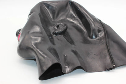 Moulded Latex Feminine Hood (with Mouth Gag and Nose Tubes)