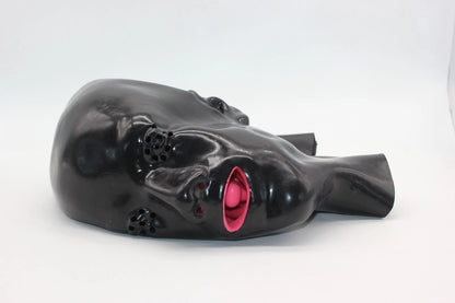 Moulded Latex Feminine Hood (with Mouth Gag and Nose Tubes)