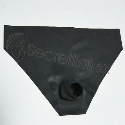 Black Latex Pants Briefs Open Sheath