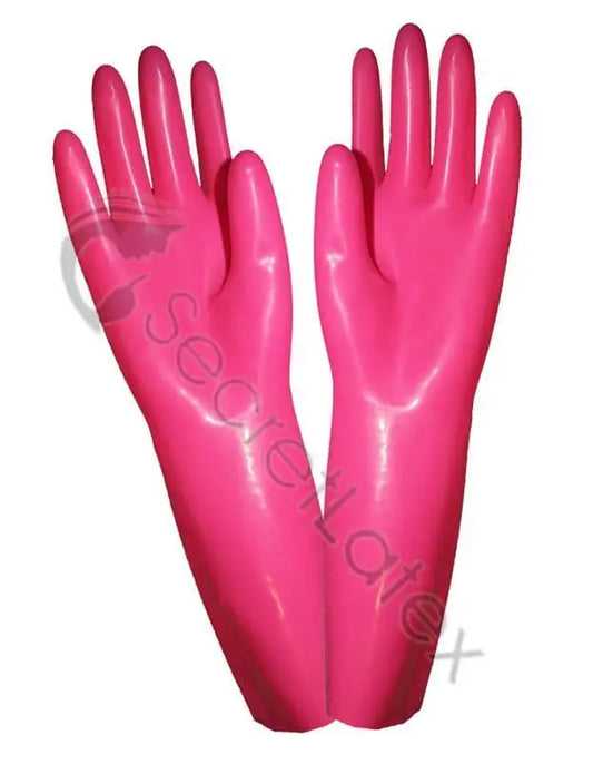 Hot Pink Latex Wrist Gloves