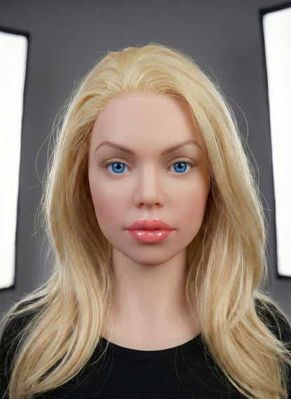 Ultra Realistic Female Silicone Sex Doll Head (Blonde Hair) Moving Mouth