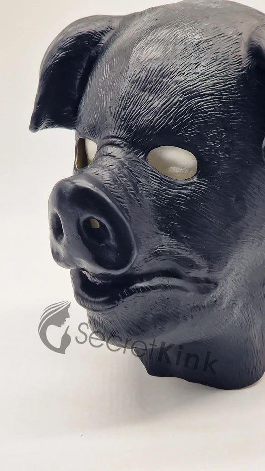 Latex Rubber Pig Hood (Textured)