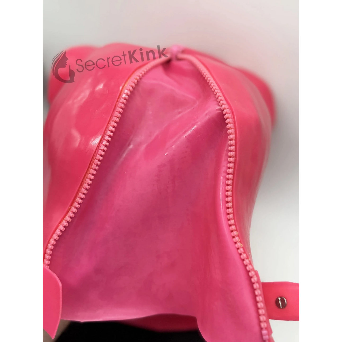 Extra Thick Pink Latex Rubber Pig Hood (with Padlock Collar)