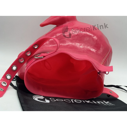 Extra Thick Pink Latex Rubber Pig Hood (with Padlock Collar)