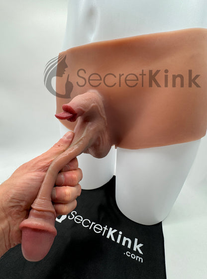 Clit Tongue Dildo Double Realistic Pants l Silicone Briefs