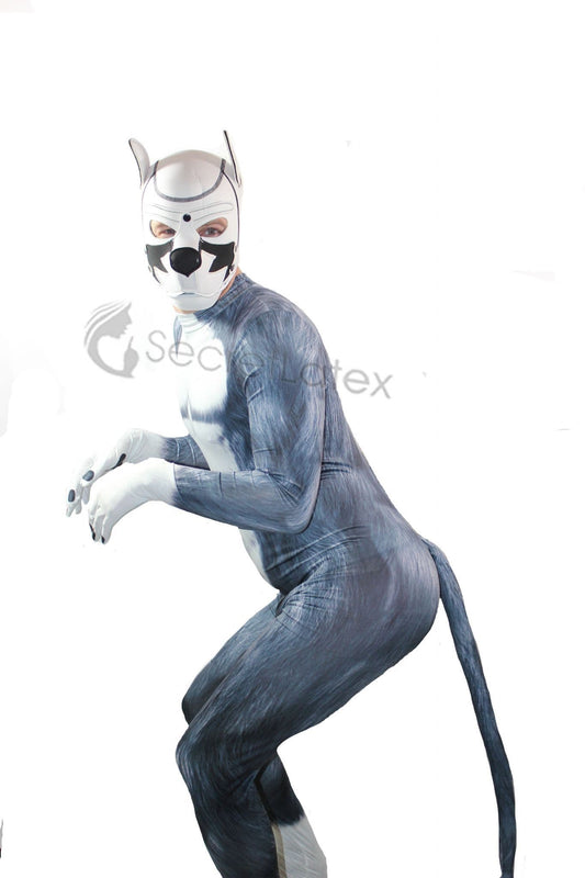 Two Tone Spandex Puppy Play Full Body Suit