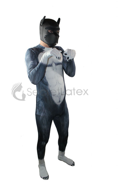 Two Tone Spandex Puppy Play Full Body Suit